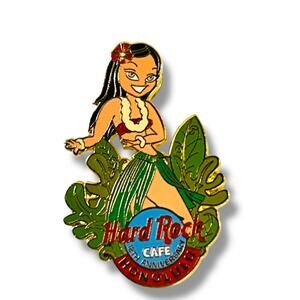 Vintage 12th Anniversary Honolulu Hula Girl Pin Hard Rock Cafe 2" Limited Edit